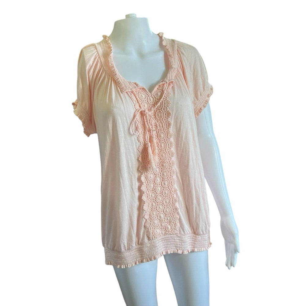INC - Womens Lightweight Pink Embroidered Blouse Sz. LG/XL